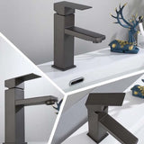 304 Stainless Steel Square faucet Cold and Hot Bathroom Washbasin Countertop Basin Washbasin Faucet Fashionable Easy to Inst