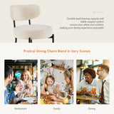 JHK Ergonomic Round Dining Chairs Set of 2 Plush Fabric Kitchen Chairs with Curved Backres