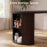 Expandable Round Dining Table, 38.6-110.2, Seats 2-12, Storage Included