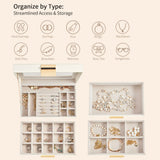 Deluxe 2-Drawer Velvet Jewelry Box with Clear Top View for Necklaces
