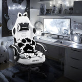 Pink Gaming Chair Cute with Cat Ears Paw Lumbar and Cushion,Ergonomic Computer Chair