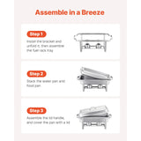 SucceBuy 4 Pack Chafing Dish Buffet Set Stainless Steel Chafer w/2 Full Size & 4 Half Size Pans