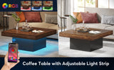 Engineered Wood Low Coffee Table for Living Room Rustic Brown & Black
