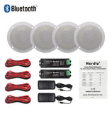 Herdio 4PCS 4'' 160W Marine Waterproof Bluetooth Speaker HIFI Full Range Stereo Motorcycle Boat