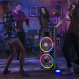 2800W Dual 12" Bluetooth Speaker Karaoke Portable Heavy Bass Sound System Party
