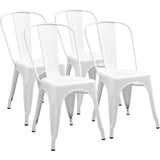 Furmax Metal Dining Chair Indoor-Outdoor Use Stackable Classic Trattoria Chair Chic Dining Bistro Cafe