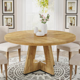 Tribesigns Round Dining Table for 4, 47 Inch Farmhouse Kitchen Table Small Dinner Table