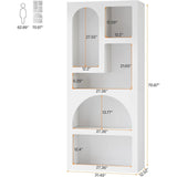 70.87" Tall Geometric Bookshelf, White Arched Bookcase with 5 Irregular Storage Shelves