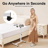 White Mobile Lift Computer Folding Desk Study Table Height Adjustable Computer Desk Lap Bed Tray Bed Desk Work Furniture