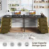 78" 2 Person Desk with 8 Fabric Drawers, Long Computer Desk Home Office Desk with Storage
