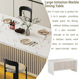 Large 70.9 LED Marble Dining Table for 4-6, Suitable for Kitchen, Dining, Living Room in White with Grille Design