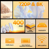 400ANSI WiFi6 Projector Support 8K Full HD Home Outdoor Cinema HY300
