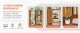 Tribesigns 6 Tier Corner Bookshelf, 64.96 Inch Tall Industrial Corner Bookcase