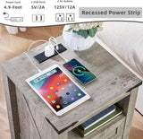 Nightstands Set of 2 with Charging Station, Farmhouse End Table 2 Drawers Shelf, Wood Side Cabinet for Bedroom