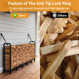 8ft Large Firewood Rack Outdoor, Metal Wood Rack For Fireplace Indoor & Outdoor,Wood