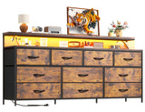 EnHomee 55" Wide Smart Dresser with LED Lights & Power Outlets