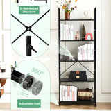 JHK 5 Tier Wooden Display Bookshelf Storage Standing Shelf Stable Frame Graduated Shelves for Organized Display