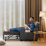 3-in-1 Convertible Sofa Bed in Linen Fabric for Living Room, Study, or Guest Room