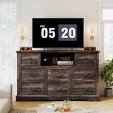 EnHomee 55" Wide 8-Drawer Dresser w/ Built-in Power Strip&RGB LED Lights