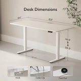 63x24 Inch Electric Standing Desk, Adjustable Height Sit Stand Computer Table