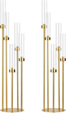 2PCS Gold Floor Candelabra 5 Arm Floor Candle Holder w/ Acrylic Lampshade