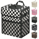 Car Trash Can With Lid Leakproof Hanging Waterproof Automotive Garbage Bin With Storage Pockets