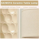 24" Modern Ceramic Set of 2 Bedroom Lamps, Nightstand Lamp for Living Rooms