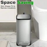 Slim Stainless Steel Step Pedal Trash Can With Odor Control Filter For Bathroom
