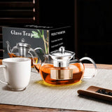 Glass Teapot Stovetop 22 OZ/650ml, Tea pot with Removable 18/8 Stainless Steel Infuser