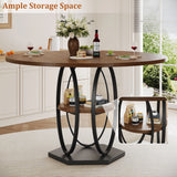 47-Inch Round Dining Table | 4–6 Seater Kitchen Table | Wooden Round Dining Table