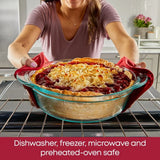 Deep Round Glass Baking Dish 9.5 Inch Oven Safe Tempered Glass Bakeware