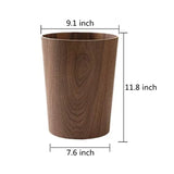 Round Stackable Wastebasket, Natural Wood Garbage Recycling Bin for Bathrooms
