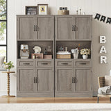 Modern Tall Kitchen Storage Cabinet with Microwave Stand and Buffet Sideboard