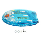 Resin Toilet Seat Load Capacity 100kg/220lbs, 36*45cm Blue Toilet Seat w/ Cover