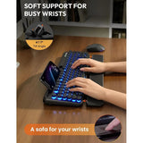 Backlit Typewriter Keyboard and Mouse Set with Magnetic Wrist Rest and Phone Holder