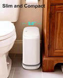 Slim White Bathroom Trash Can with Lid, Dog Proof Garbage Bin with Air-Press Bag