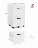 VASAGLE 2-Drawer File Cabinet, Filing Cabinet for Home Office, Small Rolling File Cabinet
