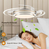 42 Inch Fandelier Ceiling Fan with Light Retractable Ceiling Fan with Lights for Bedroom