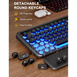 Backlit Typewriter Keyboard and Mouse Set with Magnetic Wrist Rest and Phone Holder