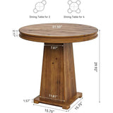 Rustic Brown 31.5 Round Solid Wood Dining Table for Small Kitchen, Elegant Dining Room