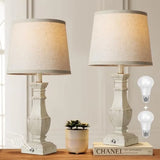 Dimmable Table Lamps Set of 2, Rustic Farmhouse Table Lamps for Living Room