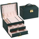 1pcs Multi Functional Three Layer Leather Drawer Style Jewelry Box Earrings