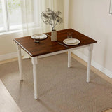 Walnut Top Rectangle Dining Table for 2-4, Solid Wood Space-Saving Kitchen Table