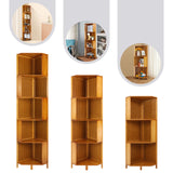 Corner Bamboo Bookcase,3/4/5 Tiers Brown A-Shaped Freestanding Display Bookshelf