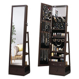 Rotatable Full Length Mirror Jewelry Cabinet Standing With Built-In Mirror