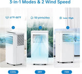 10000 BTU Portable Air Conditioner with Window Vent Kit, 3-in-1,450 Sq.ft.
