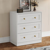 White Nightstand w/ 3 Drawers Storage, Large Wood Night Stand for Hallway