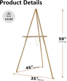 63" Wooden Easel Stand for Sign, Dual-use Adjustable Height, Floor Display Easel