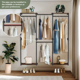 Industrial Pipe Clothes Rack Wall-Mounted Clothing Rack with Shelves
