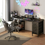 Gaming Desk with 4 abric Ders & Storage Shelves, 47 inch Computer Writing Work Study Desk